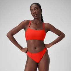 Two Pieces-Speedo Solid Racerback Top Coquelicot Red