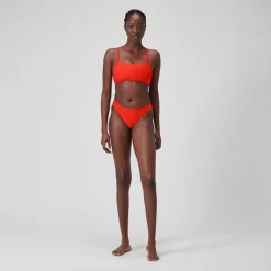 Two Pieces-Speedo Solid Racerback Top Coquelicot Red