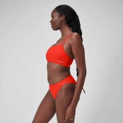 Two Pieces-Speedo Solid Racerback Top Coquelicot Red
