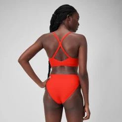 Two Pieces-Speedo Solid Racerback Top Coquelicot Red