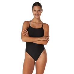 Racing|One Pieces-Speedo Solid Relay Back with Shelf Bra One Piece Black