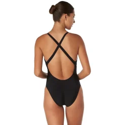 Racing|One Pieces-Speedo Solid Relay Back with Shelf Bra One Piece Black