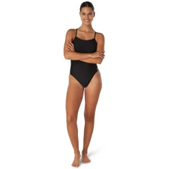 Racing|One Pieces-Speedo Solid Relay Back with Shelf Bra One Piece Black