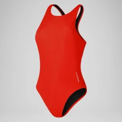 Fitness|One Pieces-Speedo Solid Scoop Mesh One Piece Coquelicot Red