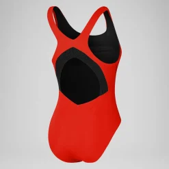 Fitness|One Pieces-Speedo Solid Scoop Mesh One Piece Coquelicot Red