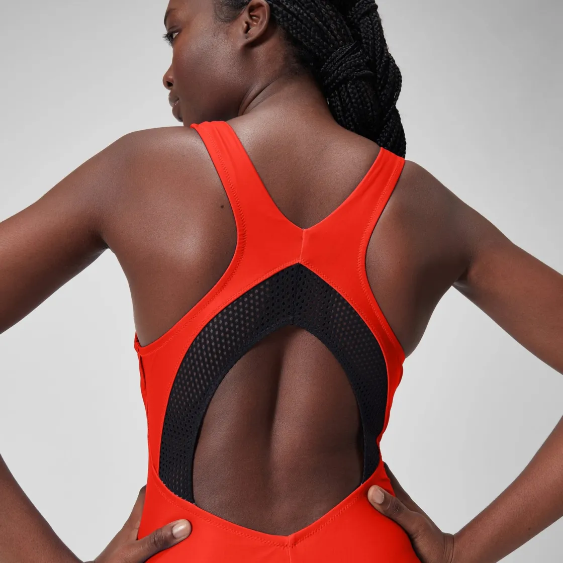 Fitness|One Pieces-Speedo Solid Scoop Mesh One Piece Coquelicot Red