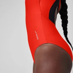 Fitness|One Pieces-Speedo Solid Scoop Mesh One Piece Coquelicot Red