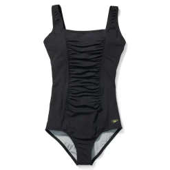 Fitness|One Pieces-Speedo Solid Shirred Tank One Piece Black