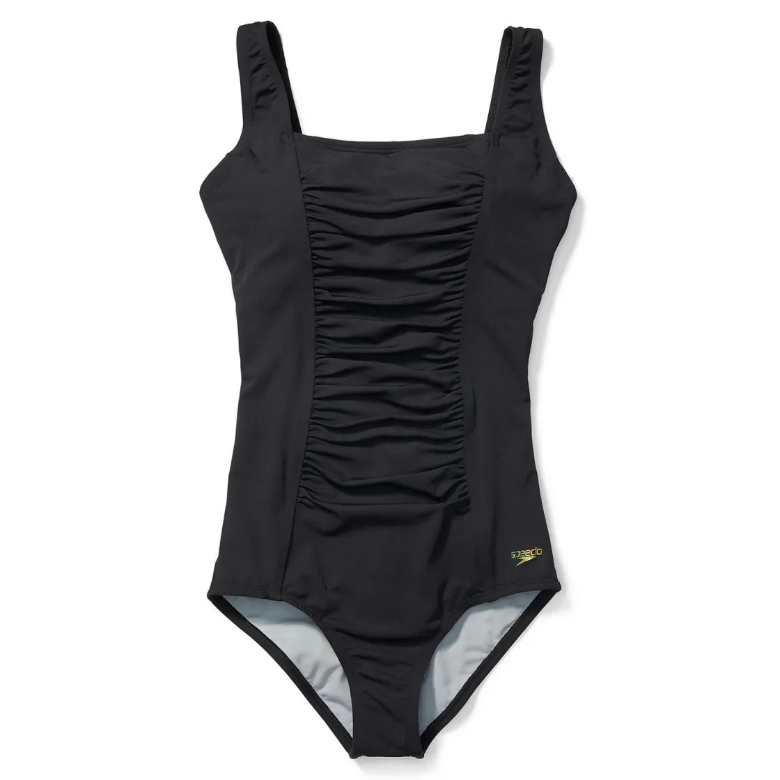 Fitness|One Pieces-Speedo Solid Shirred Tank One Piece Black