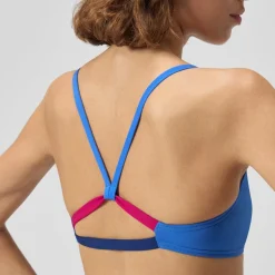 Two Pieces-Speedo Solid Strappy Fixed Back Bikini Top Sevres Blue