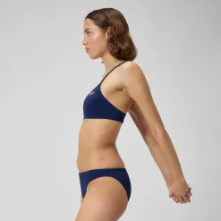 Two Pieces-Speedo Solid Strappy Fixed Bikini Top Dark Navy