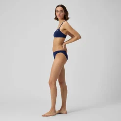 Two Pieces-Speedo Solid Strappy Fixed Bikini Top Dark Navy