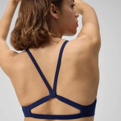 Two Pieces-Speedo Solid Strappy Fixed Bikini Top Dark Navy