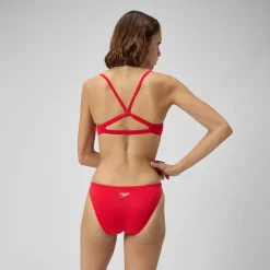 Two Pieces-Speedo Solid Strappy Fixed Bikini Top Crimsom Red