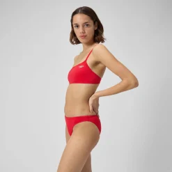 Two Pieces-Speedo Solid Strappy Fixed Bikini Top Crimsom Red