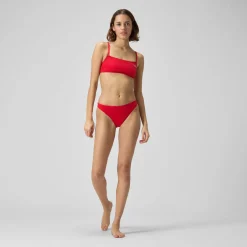 Two Pieces-Speedo Solid Strappy Fixed Bikini Top Crimsom Red
