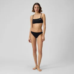 Two Pieces-Speedo Solid Strappy Fixed Bikini Top Coal Black