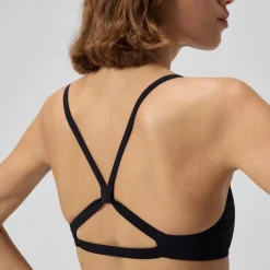Two Pieces-Speedo Solid Strappy Fixed Bikini Top Coal Black