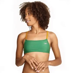 Two Pieces-Speedo Solid Strappy Fixed Bikini Top Dark Ivy