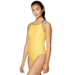 Fitness|Training-Speedo Solid Tie Back One Piece Lemon Chrome