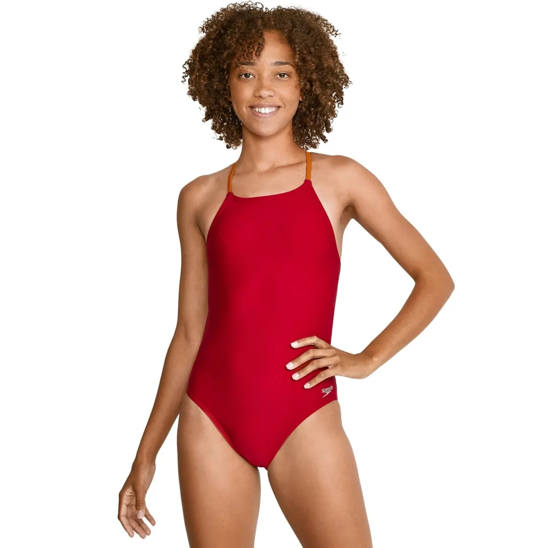 Fitness|Training-Speedo Solid Tie Back One Piece Persian Red