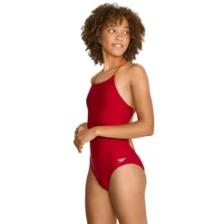 Fitness|Training-Speedo Solid Tie Back One Piece Persian Red