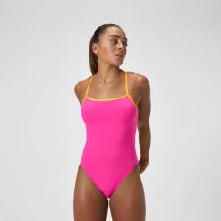Racing|Fitness-Speedo Solid Tri Back One Piece Flare Pink