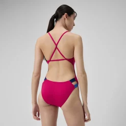 Fitness|Training-Speedo Solid Twist Back One Piece Magenta Haze