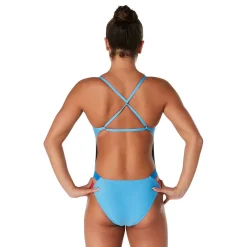 Fitness|Training-Speedo Solid Twist Back One Piece Azure Blue