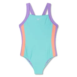 Girls Training|Girls Swimwear-Speedo Solid Vertical Splice One Piece Arctic Glass
