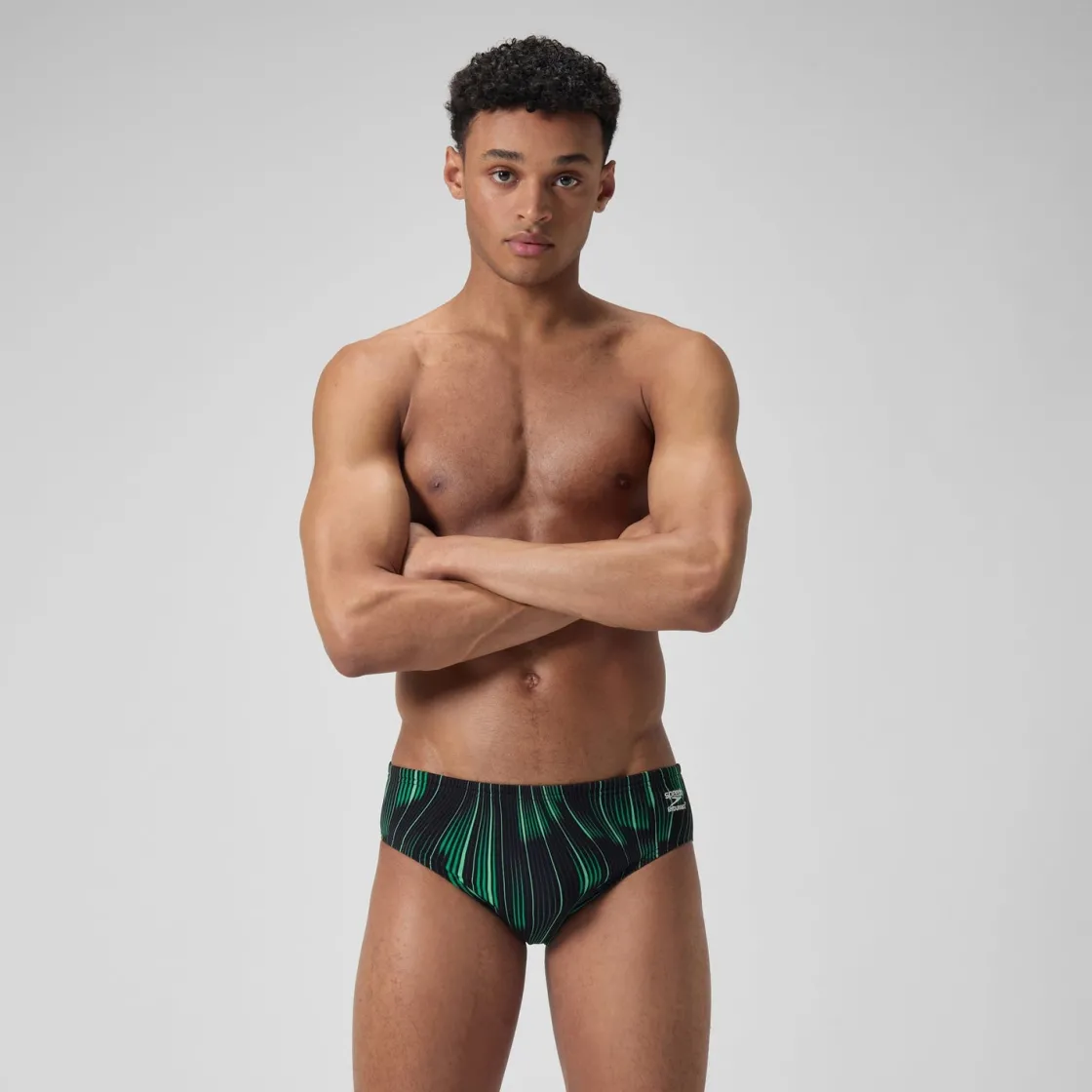 Briefs-Speedo Space Train Brief Striped Green Black