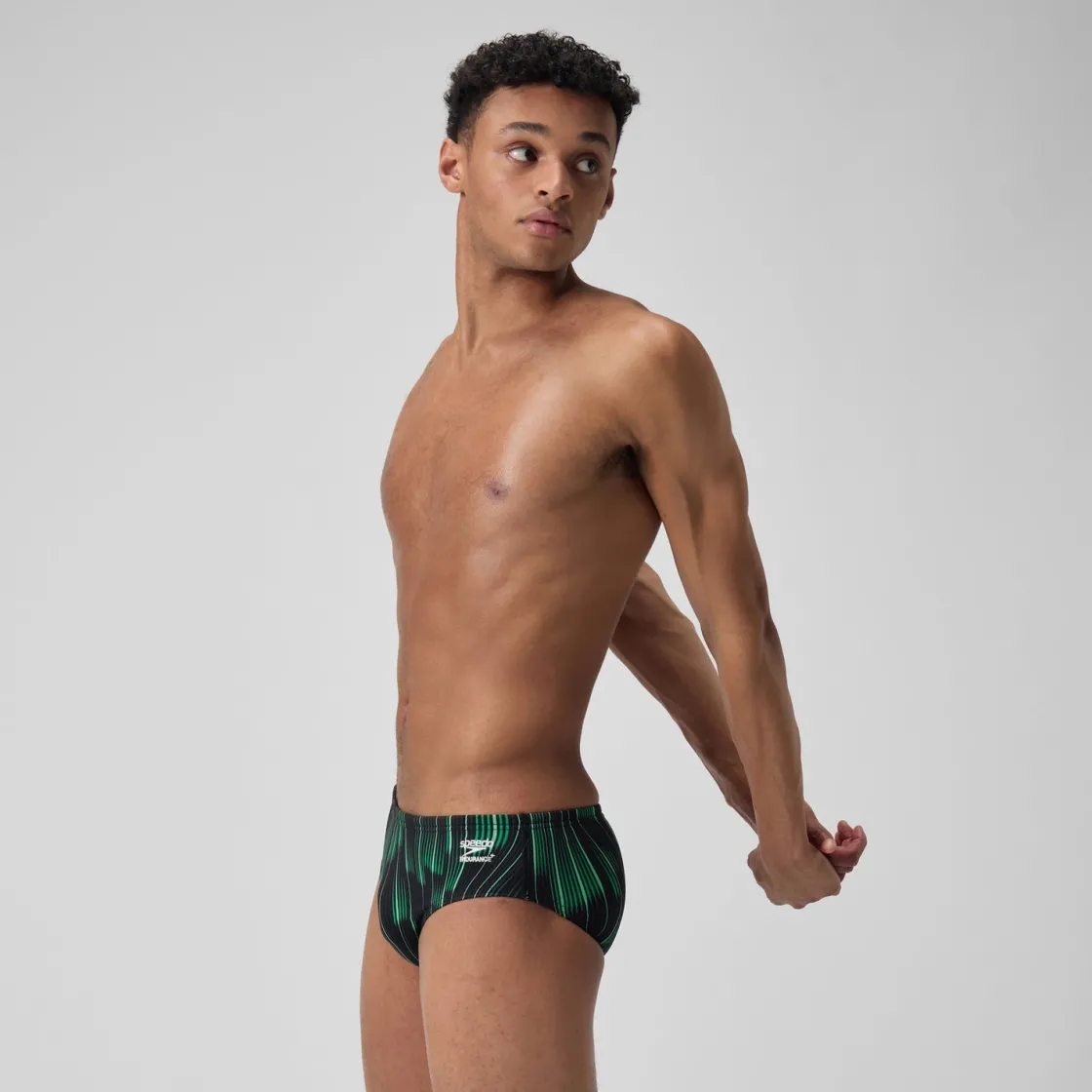 Briefs-Speedo Space Train Brief Striped Green Black
