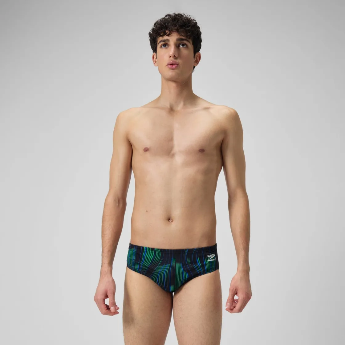 Briefs-Speedo Space Train Brief Striped Green Navy