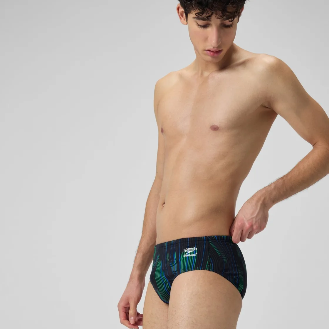 Briefs-Speedo Space Train Brief Striped Green Navy