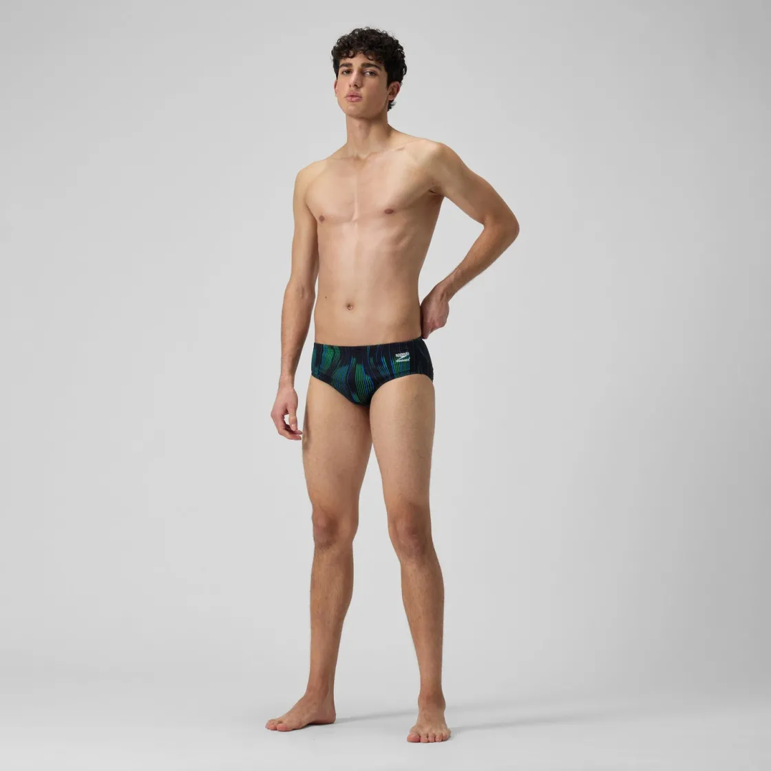 Briefs-Speedo Space Train Brief Striped Green Navy