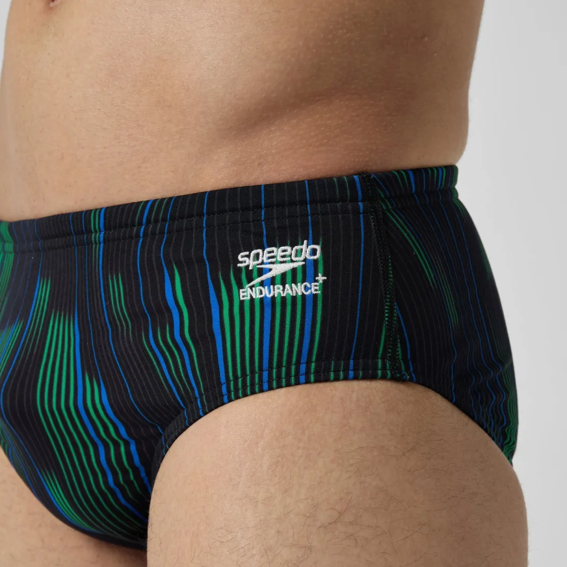 Briefs-Speedo Space Train Brief Striped Green Navy