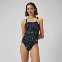 Racing|One Pieces-Speedo Space Train One Back One Piece Golden Blue