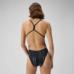 Racing|One Pieces-Speedo Space Train One Back One Piece Golden Blue