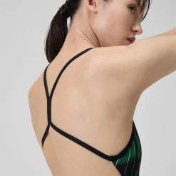 Racing|One Pieces-Speedo Space Train One Back One Piece Striped Green Black