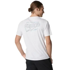 Rashguards-Speedo Graphic Short Sleeve Swim Rashguard Bright White