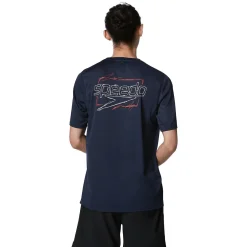 Rashguards-Speedo Graphic Short Sleeve Swim Rashguard Peacoat