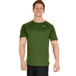 Rashguards-Speedo Short Sleeve Swim Rashguard Olive Green