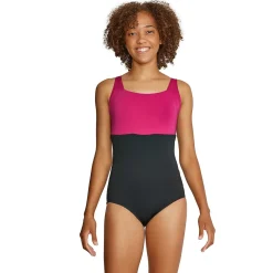 Fitness|One Pieces-Speedo Square Neck One Piece Black/Pink