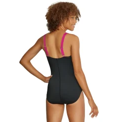Fitness|One Pieces-Speedo Square Neck One Piece Black/Pink