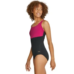 Fitness|One Pieces-Speedo Square Neck One Piece Black/Pink