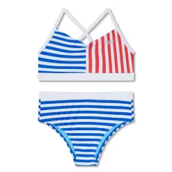 Girls Swimwear-Speedo Stripe Blocked 2 Pc Cobalt Blue