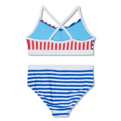 Girls Swimwear-Speedo Stripe Blocked 2 Pc Cobalt Blue