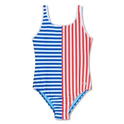 Girls Training|Girls Swimwear-Speedo Stripe Blocked One Piece Cobalt Blue