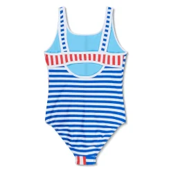 Girls Training|Girls Swimwear-Speedo Stripe Blocked One Piece Cobalt Blue