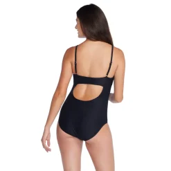 Fitness|One Pieces-Speedo Texture Adjustable Thin Strap One Piece Speedo Black